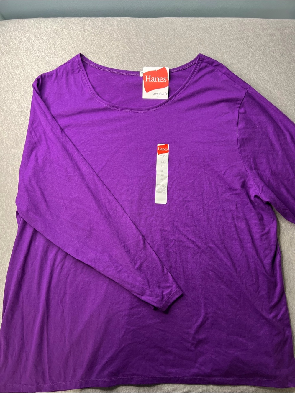 NWT Hanes long sleeve purple T-shirt size 5X